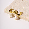 Stainless Steel Natural Pearl Oval Hoop Earrings CN6183-6-1
