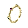 Brass Micro Pave Cubic Zirconia Open Cuff Rings for Women RJEW-F179-01G-2