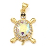Tortoise Rack Plating Brass Micro Pave Cubic Zirconia Charms KK-G513-78A-04G-1