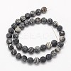 Frosted Round Natural Black Polychrome Jasper/Picasso Stone/Picasso Jasper Beads Strands X-G-N0166-44-6mm-3