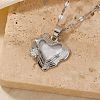 Fashionable Brass Clear Cubic Zirconia Hollow Heart Pendant Dapped Chain Necklaces HP4138-2-1