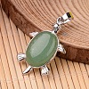 Tortoise Platinum Tone Brass Green Aventurine Pendants G-F265-01E-1