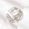 Adjustable 304 Stainless Steel Cuff Rings for Women RJEW-B150-01GP-07-3