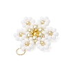 Glass Seed Beaded Flower Pendants PALLOY-MZ00712-04-4