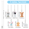 6Pcs 6 Styles Resin Dog Charms Ceiling Fan Pull Chain Extenders HJEW-DC00017-2