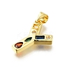 Brass Micro Pave Clear Cubic Zirconia Pendants KK-G521-01G-Y-01-2