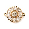 Brass Clear Cubic Zirconia Connector Charms KK-U065-06B-G-1