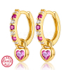 Real 18K Gold Plated 925 Sterling Silver Dangle Hoop Earrings BK3514-3-1