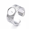 Non-Tarnish 304 Stainless Steel Open Cuff Finger Ring Cabochon Settings X-STAS-T060-05P-3