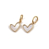304 Stainless Steel Pave Natural White Shell Heart Charms STAS-G357-08G-1