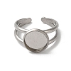 Non-Tarnish 304 Stainless Steel Cuff Ring Settings STAS-E202-02B-P-3