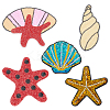 5Pcs 5 Styles Sea Animal Starfish Shell Conch Shape Computerized Embroidery Cloth Iron on/Sew on Patches PATC-FG0001-91-1