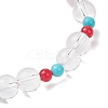 Synthetic Quartz Crystal & Natural & Dyed Malaysia Jade & Natural Magnesite Round Beaded Stretch Bracelets BJEW-JB12191-4