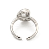 Brass Letter Open Cuff Rings for Women RJEW-G313-01D-P-3