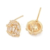 Brass Micro Pave Cubic Zirconia Stud Earring Findings LS-KK-Z094-12G-2