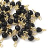 Dyed Natural Agate Faceted Round Connector Charms KK-C097-06G-05-1