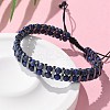 Natural Lapis Lazuli and Synthetic Hematite Adjustable Braided Bead Bracelets BJEW-H626-01-07-3