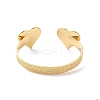 Brass Double Heart Open Cuff Bangle for Women BJEW-P280-01G-3