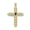 Rack Plating Brass Micro Pave Cubic Zirconia & Imitation Pearl Pendants KK-R163-02G-02-1