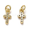 Brass Micro Pave Cubic Zirconia Tiny Cross Charms ZIRC-H119-04G-2