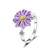 Daisy Enamel Rotatable Cuff Rings for Women RJEW-M016-05P-1