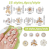 60Pcs 15 Styles Alloy Rhinestone Cabochons FIND-FH0011-73-2