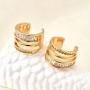 Brass Micro Pave Clear Cubic Zirconia Cuff Earrings EJEW-F370-29G-1