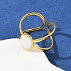 Oval 304 Stainless Steel Enamel Cuff Rings for Women RJEW-G355-03G-3