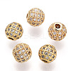 Rack Plating Brass Cubic Zirconia Beads X-ZIRC-S001-8mm-A01-1