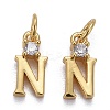 Brass Micro Pave Clear Cubic Zirconia Pendants ZIRC-Z011-35N-1
