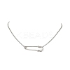 Iron Kilt Pin Pendant 304 Stainless Steel Curb Chain Necklaces NJEW-JN05679-1