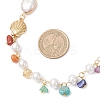 Round Shell Pearl & Natural Keshi Pearl Link Chain Necklaces NJEW-JN05332-3