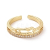 Clear Cubic Zirconia Safe Pin Shape Open Cuff Ring RJEW-G283-07G-2