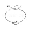 304 Stainless Steel Lotus Flower Link Bracelets WGA8E5A-01-2