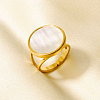 304 Stainless Steel with Natural Shell Cuff Open Rings for Women GL7761-3-1