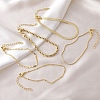 5 Pcs 5 Styles Brass Chain Bracelets Set for Women BJEW-D357-01G-1