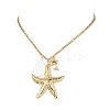 Summer Beach 304 Stainless Steel Starfish Dolphin & Natural Freshwater Shell Teardrop Pendant Necklaces for Women NJEW-JN05402-2