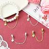 4Pcs 2 Colors Brass Pave Clear Cubic Zirconia European Safety Chains with Charms KK-CJ0003-86-6