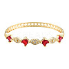Cubic Zirconia Rhombus & Horse Eye Hinged Bangle BJEW-N012-046-2
