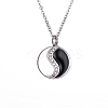 Women's 304 Stainless Steel Rhinestones Flat Round with Yin-yang Memorial Urn Necklace for Ashes PW-WG1E4F5-01-1