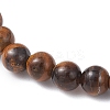 Natural Tiger Eye & Brass Round Beaded Stretch Bracelets for Women BJEW-JB12266-03-4