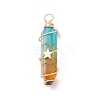 2Pcs 2 Style Two Tone Glass Double Terminated Point Beads Pendants Set PALLOY-JF02538-01-3