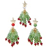 3Pcs Glass Beaded Tassel Big Pendants PALLOY-JF02983-1