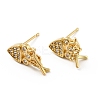 Clear Cubic Zirconia Fish Stud Earrings EJEW-G297-27G-1