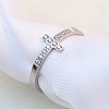 Cross Stainless Steel Micro Pave Clear Cubic Zirconia Finger Rings for Women FS-WG88B59-03-3