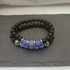 Natural Lava Rock & Frosted Stone Round Beads Stretch Bracelet Set Women DF9720-5-1