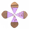 Transparent Resin & Walnut Wood Pendants RESI-S389-035A-B01-1