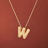 Brass Micro Pave Clear Cubic Zirconia Initial Pendant Necklaces for Women FS-WGDC51D-23-1
