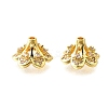 6-Petal Flower Brass Micro Pave Clear Cubic Zirconia Bead Caps KK-V008-32G-2