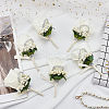 Cloth Rose Flower Boutonniere Brooch with Rhinestone AJEW-WH0258-294C-7
